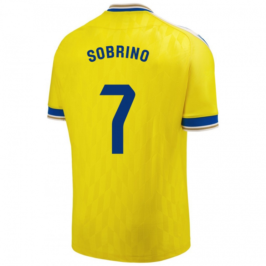 Hombre Camiseta Ruben Sobrino #7 Amarillo 1ª Equipación 2023/24 La Camisa México