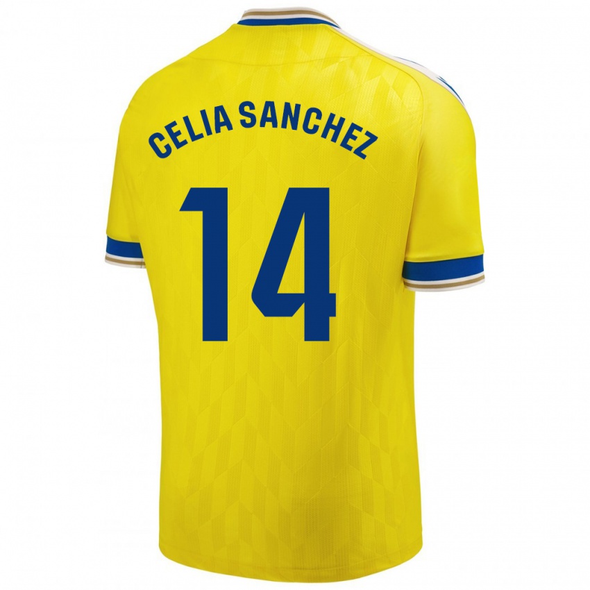 Hombre Camiseta Celia Sánchez García #14 Amarillo 1ª Equipación 2023/24 La Camisa México