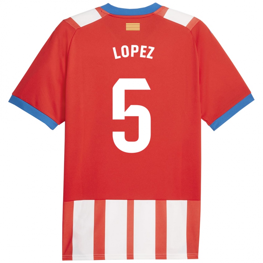 Hombre Camiseta David López #5 Rojo Blanco 1ª Equipación 2023/24 La Camisa México