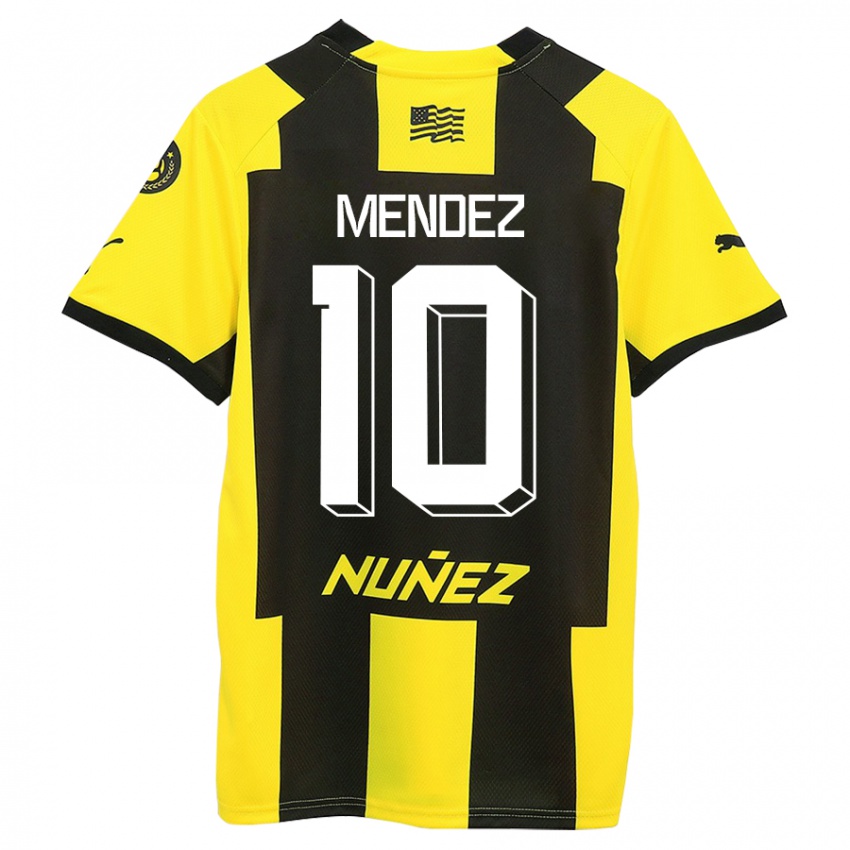 Hombre Camiseta Kevin Méndez #10 Amarillo Negro 1ª Equipación 2023/24 La Camisa México