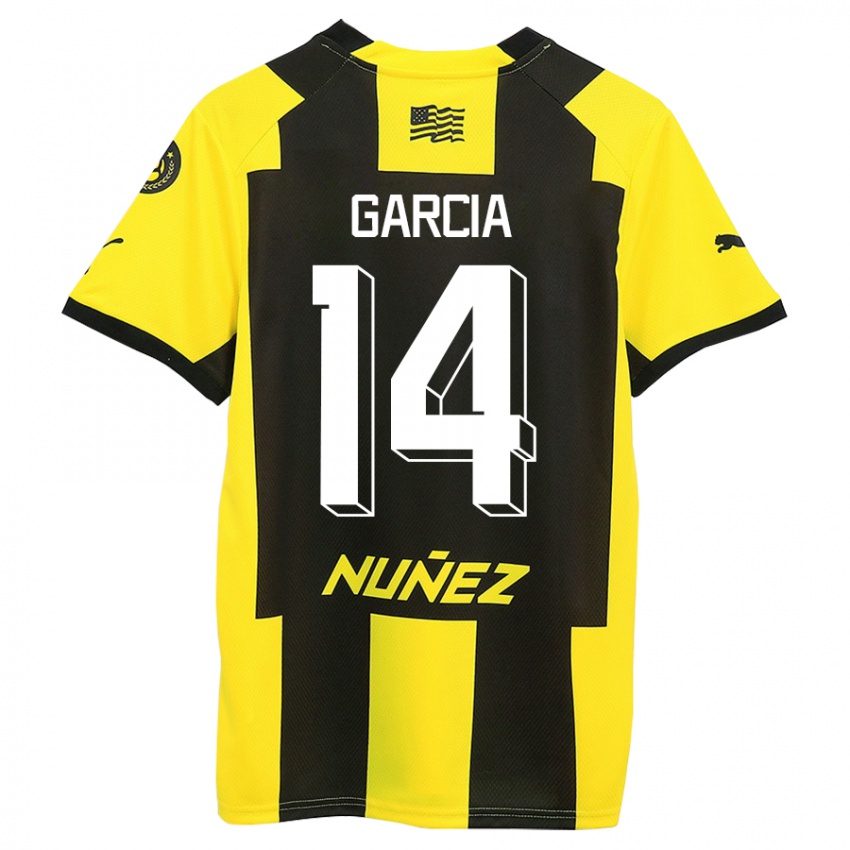 Hombre Camiseta Damián García #14 Amarillo Negro 1ª Equipación 2023/24 La Camisa México