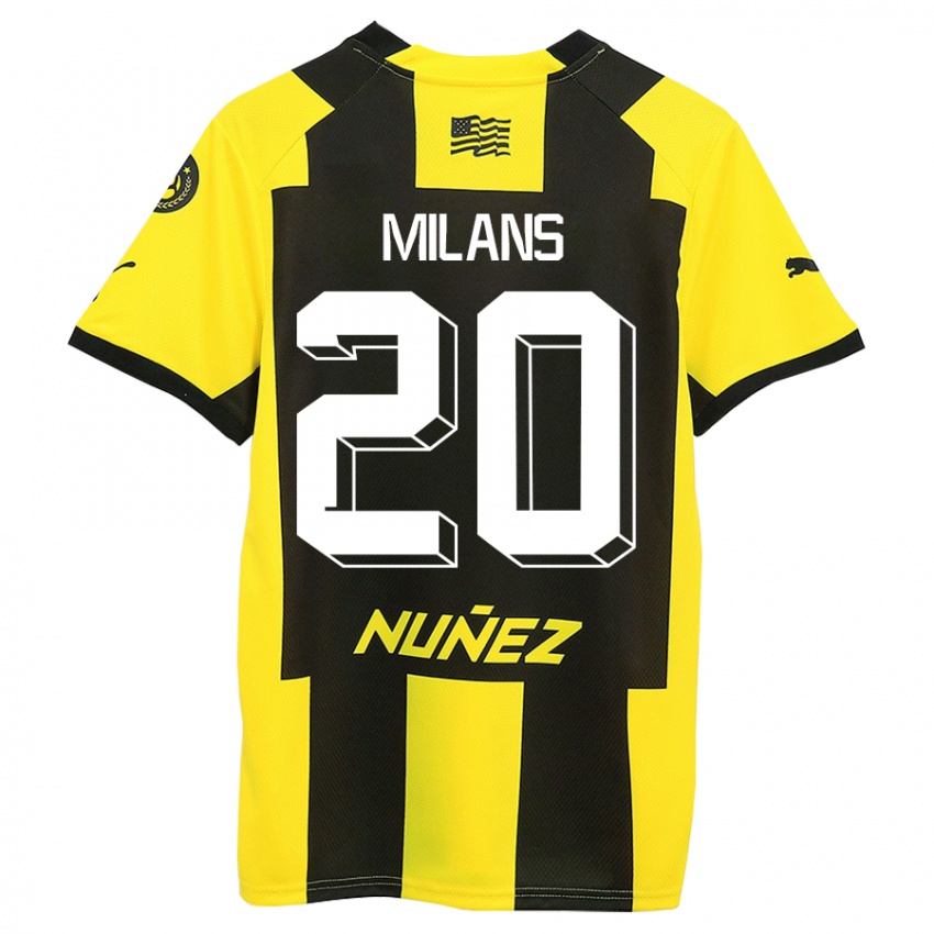 Hombre Camiseta Pedro Milans #20 Amarillo Negro 1ª Equipación 2023/24 La Camisa México