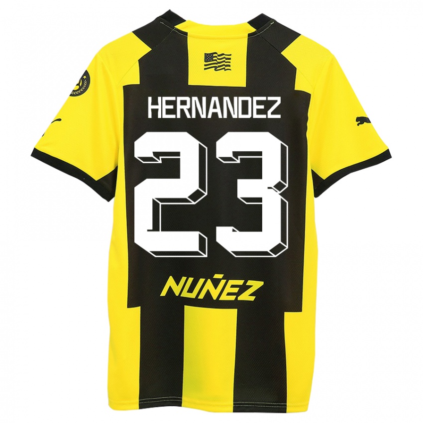 Hombre Camiseta Abel Hernandez #23 Amarillo Negro 1ª Equipación 2023/24 La Camisa México