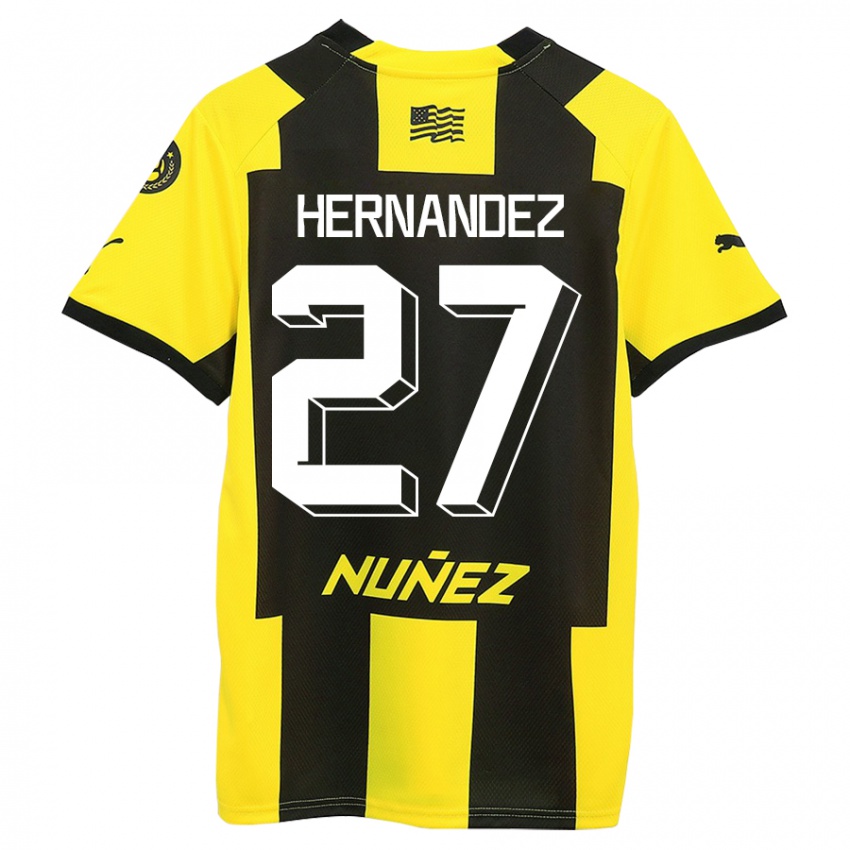 Hombre Camiseta Lucas Hernández #27 Amarillo Negro 1ª Equipación 2023/24 La Camisa México