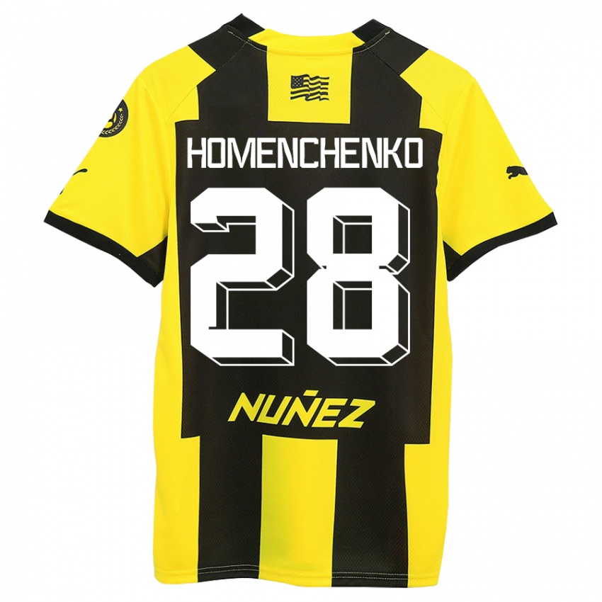 Hombre Camiseta Santiago Homenchenko #28 Amarillo Negro 1ª Equipación 2023/24 La Camisa México