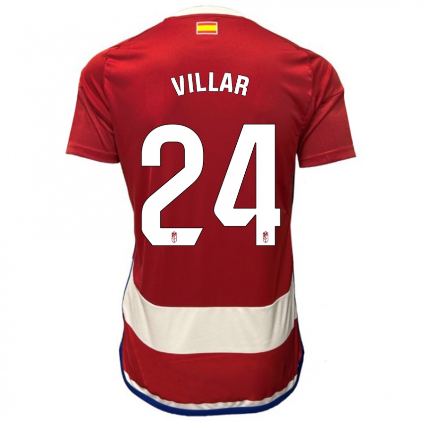Hombre Camiseta Gonzalo Villar #24 Rojo 1ª Equipación 2023/24 La Camisa México