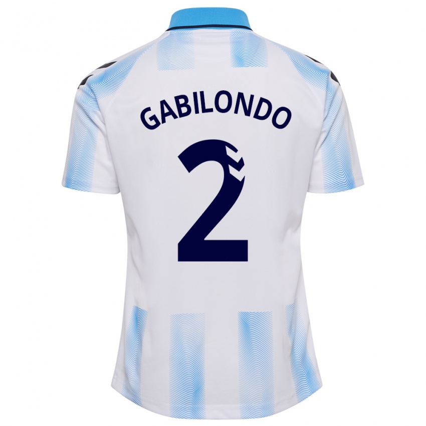 Hombre Camiseta Jokin Gabilondo #2 Blanco Azul 1ª Equipación 2023/24 La Camisa México