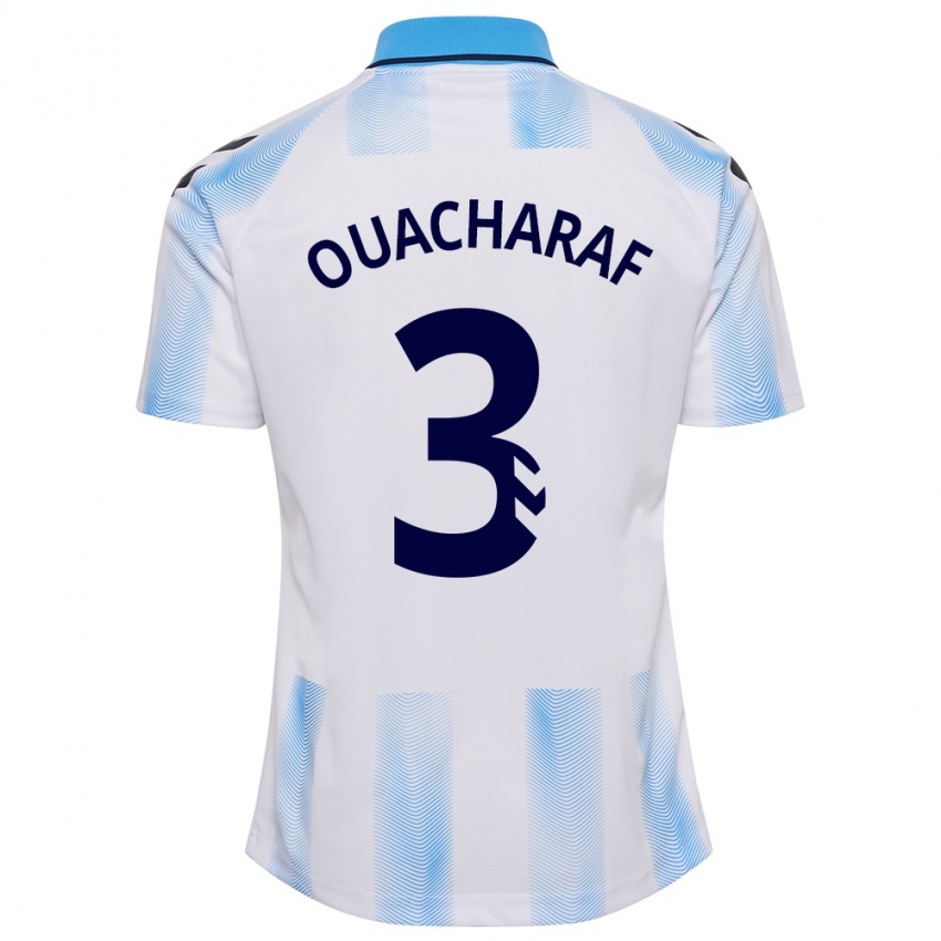 Hombre Camiseta Bilal Ouacharaf #3 Blanco Azul 1ª Equipación 2023/24 La Camisa México