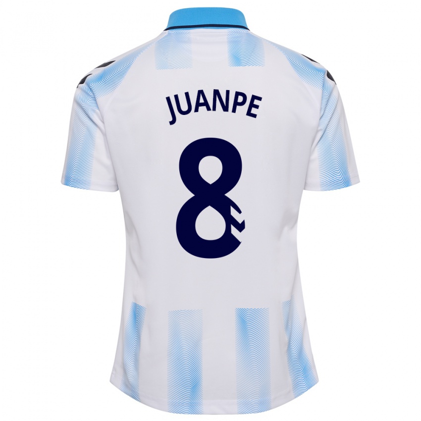 Hombre Camiseta Juanpe #8 Blanco Azul 1ª Equipación 2023/24 La Camisa México