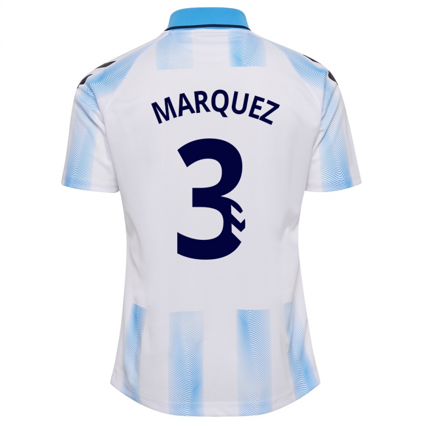 Hombre Camiseta David Márquez #3 Blanco Azul 1ª Equipación 2023/24 La Camisa México