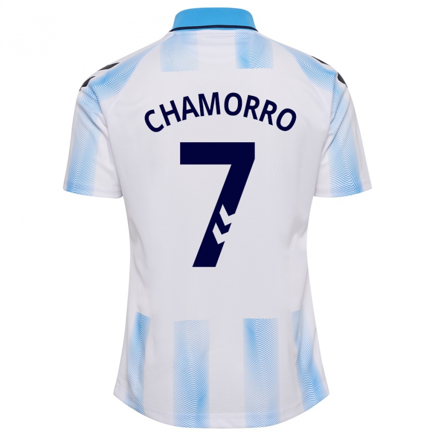 Hombre Camiseta Alexis Chamorro #7 Blanco Azul 1ª Equipación 2023/24 La Camisa México
