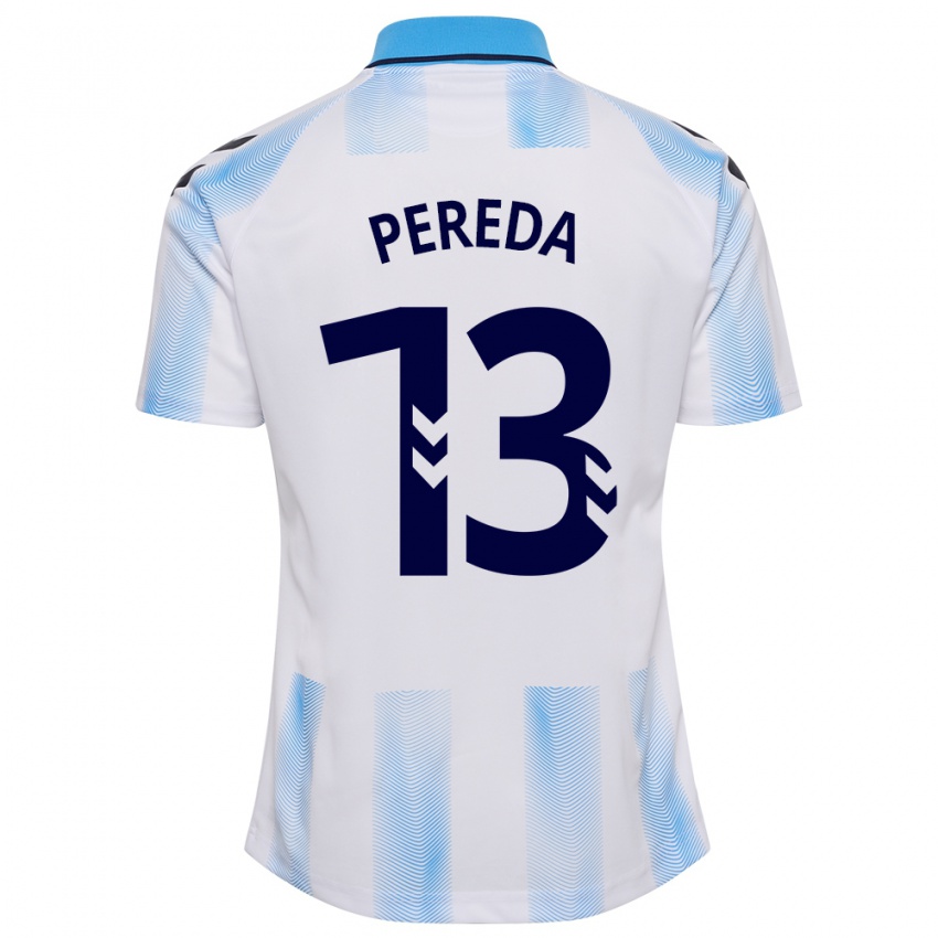 Hombre Camiseta Adrián Pereda #13 Blanco Azul 1ª Equipación 2023/24 La Camisa México