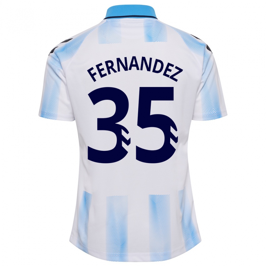 Hombre Camiseta Inés Fernández #35 Blanco Azul 1ª Equipación 2023/24 La Camisa México