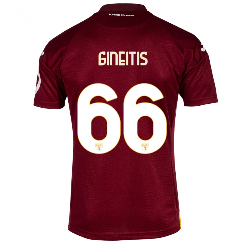 Hombre Camiseta Gvidas Gineitis #66 Rojo Oscuro 1ª Equipación 2023/24 La Camisa México