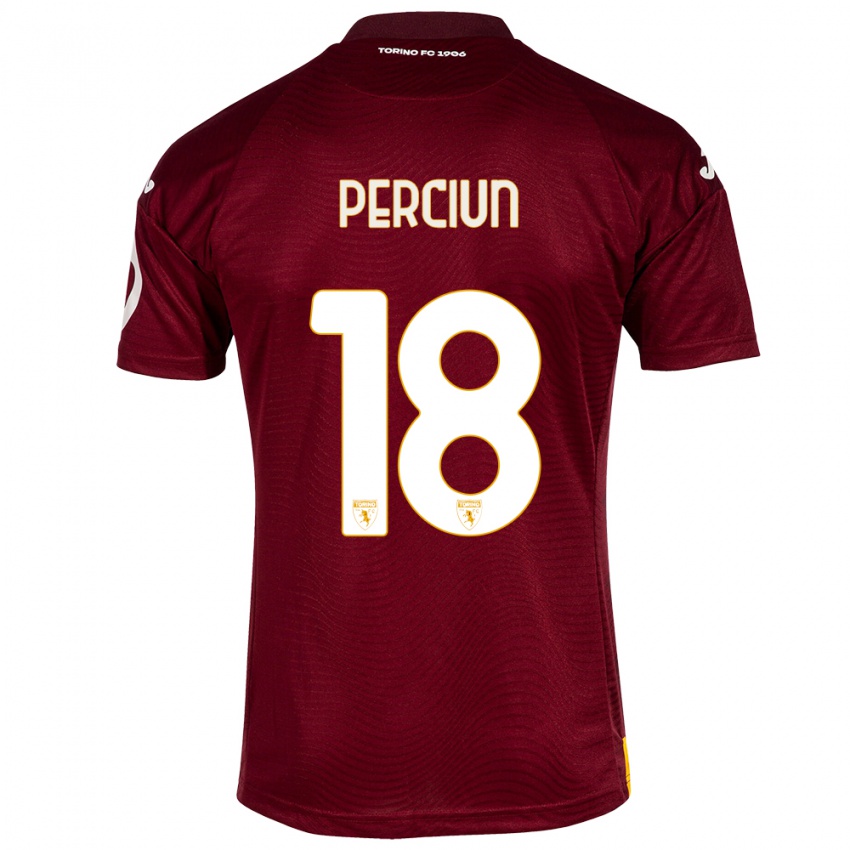 Hombre Camiseta Sergiu Perciun #18 Rojo Oscuro 1ª Equipación 2023/24 La Camisa México