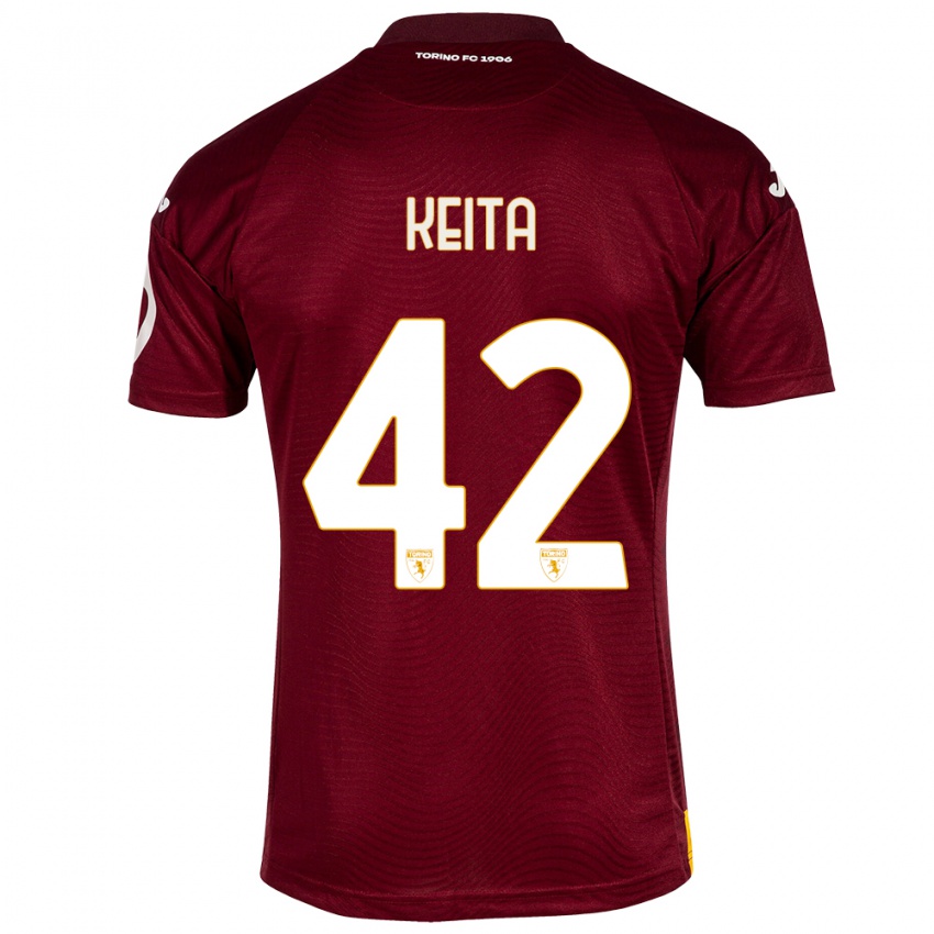 Hombre Camiseta Karamoko Keita #42 Rojo Oscuro 1ª Equipación 2023/24 La Camisa México