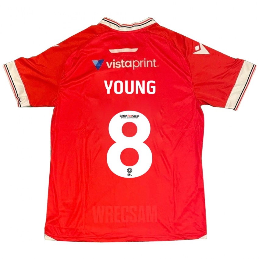 Hombre Camiseta Luke Young #8 Rojo 1ª Equipación 2023/24 La Camisa México