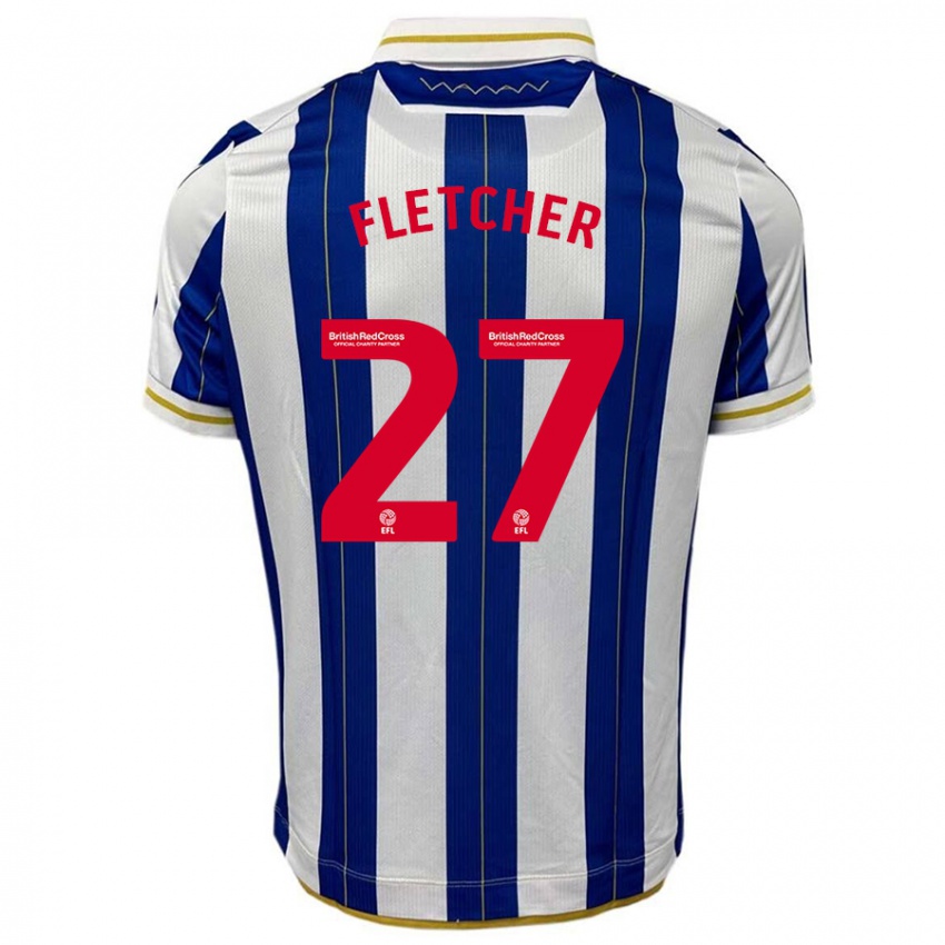 Hombre Camiseta Ashley Fletcher #27 Azul Blanco 1ª Equipación 2023/24 La Camisa México
