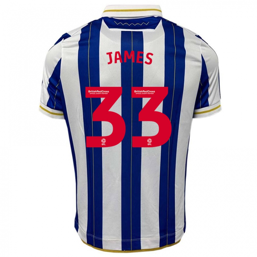 Hombre Camiseta Reece James #33 Azul Blanco 1ª Equipación 2023/24 La Camisa México