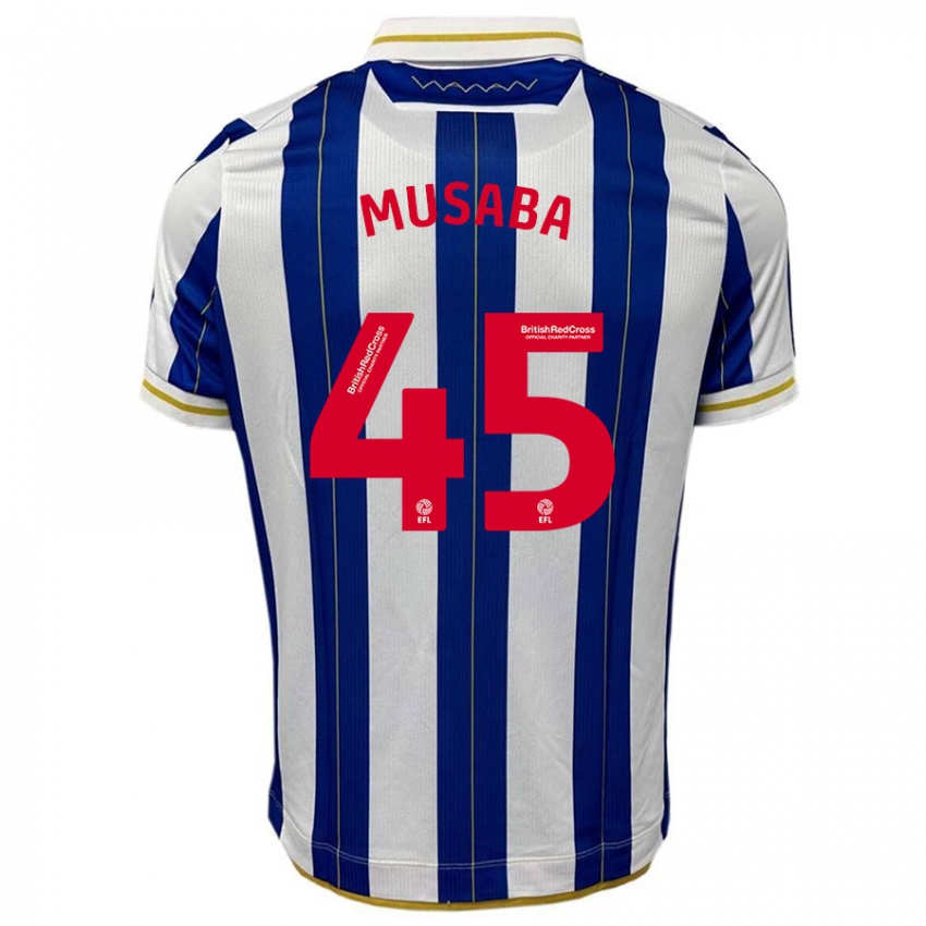 Hombre Camiseta Anthony Musaba #45 Azul Blanco 1ª Equipación 2023/24 La Camisa México