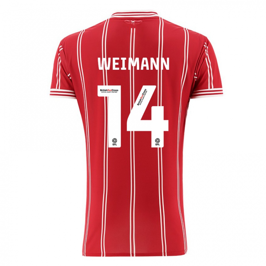 Hombre Camiseta Andreas Weimann #14 Rojo 1ª Equipación 2023/24 La Camisa México