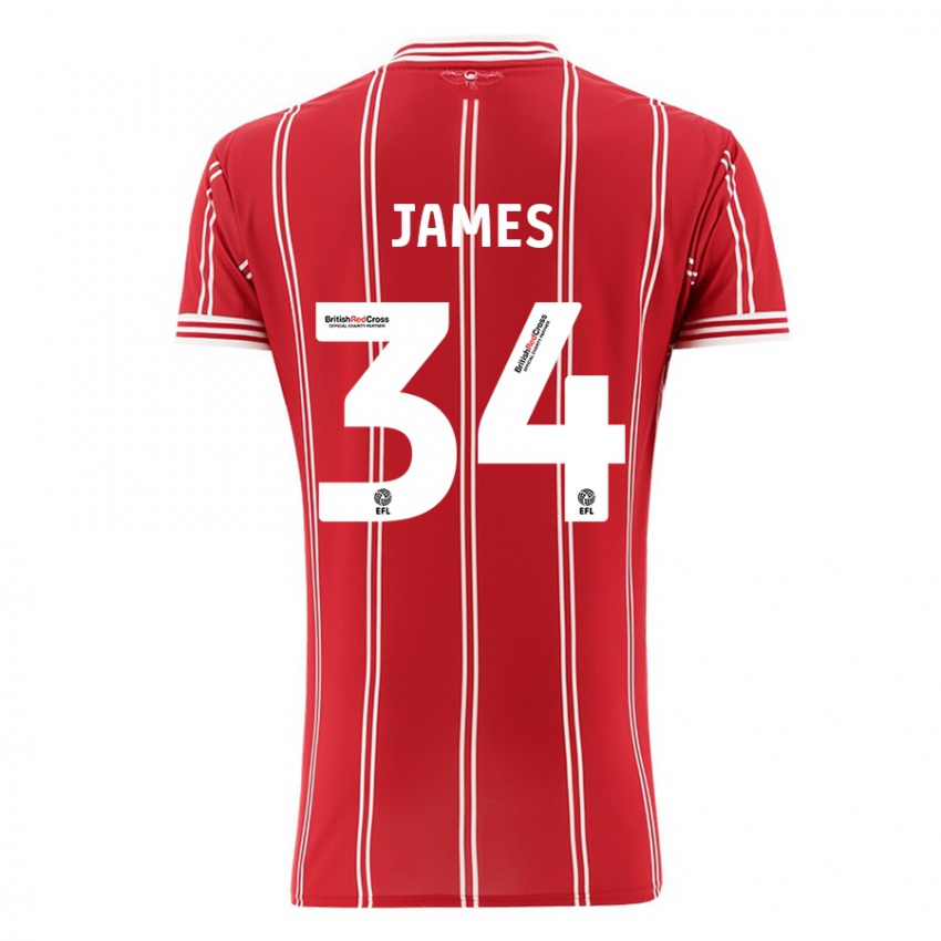 Hombre Camiseta Joseph James #34 Rojo 1ª Equipación 2023/24 La Camisa México