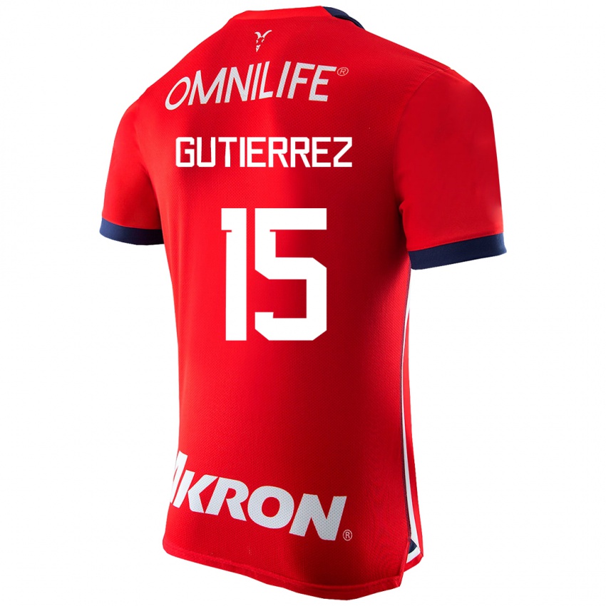 Hombre Camiseta Erick Gutierrez #15 Rojo 1ª Equipación 2023/24 La Camisa México