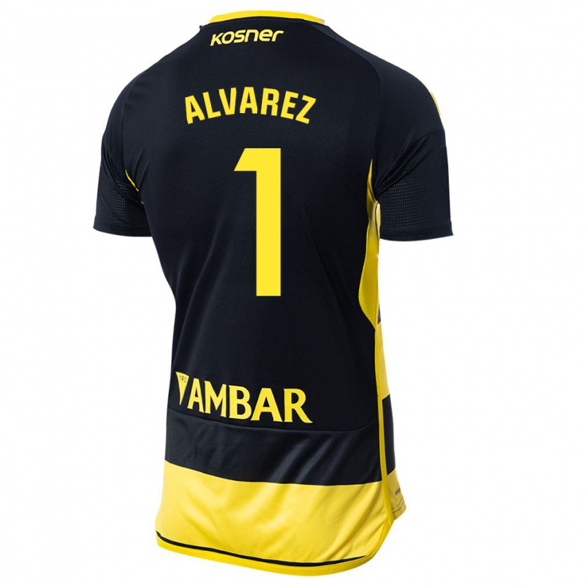 Hombre Camiseta Cristian Álvarez #1 Negro Amarillo 2ª Equipación 2023/24 La Camisa México