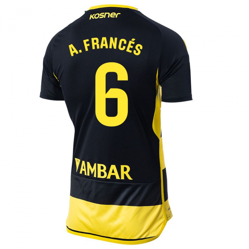 Hombre Camiseta Alejandro Francés #6 Negro Amarillo 2ª Equipación 2023/24 La Camisa México