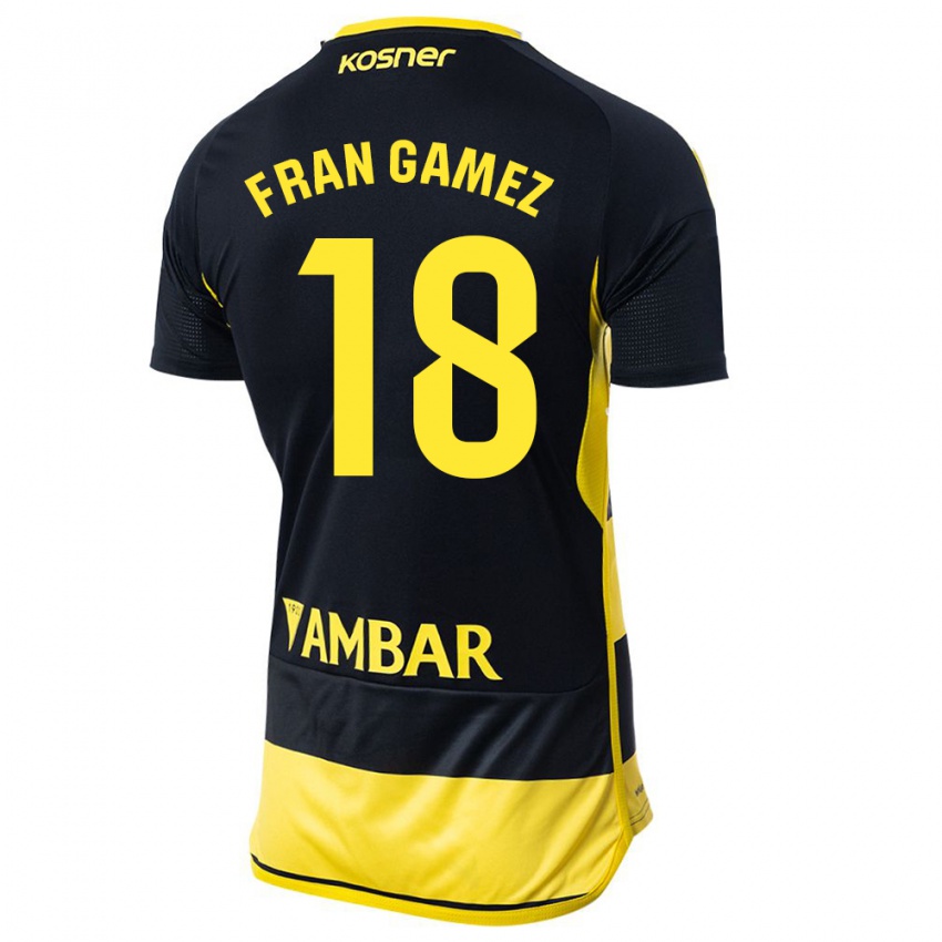 Hombre Camiseta Fran Gámez #18 Negro Amarillo 2ª Equipación 2023/24 La Camisa México