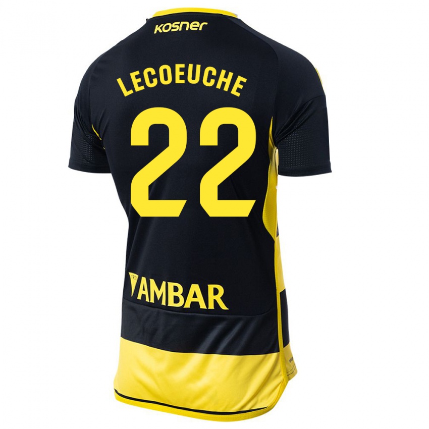 Hombre Camiseta Quentin Lecoeuche #22 Negro Amarillo 2ª Equipación 2023/24 La Camisa México