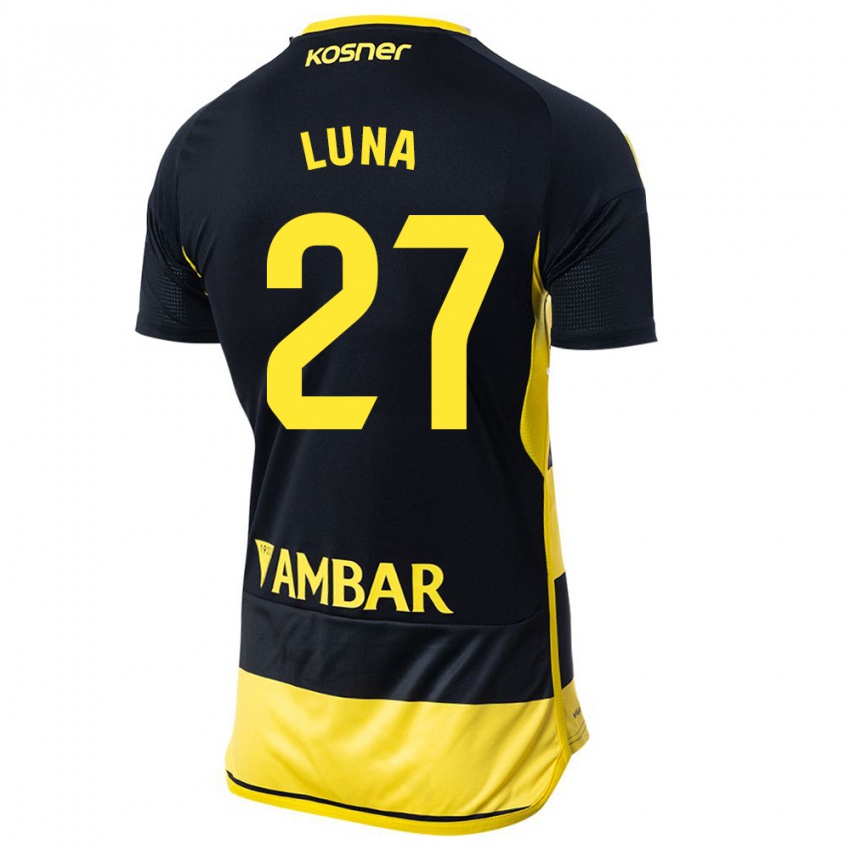 Hombre Camiseta Marcos Luna #27 Negro Amarillo 2ª Equipación 2023/24 La Camisa México