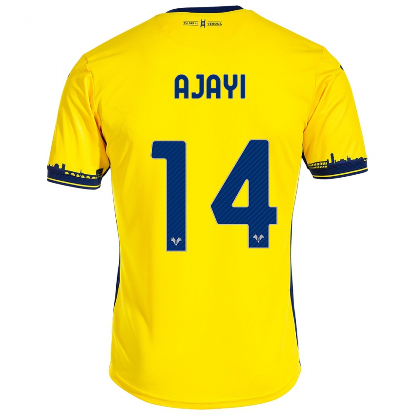 Hombre Camiseta Junior Ajayi #14 Amarillo 2ª Equipación 2023/24 La Camisa México