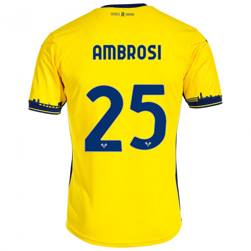 Hombre Camiseta Caterina Ambrosi #25 Amarillo 2ª Equipación 2023/24 La Camisa México