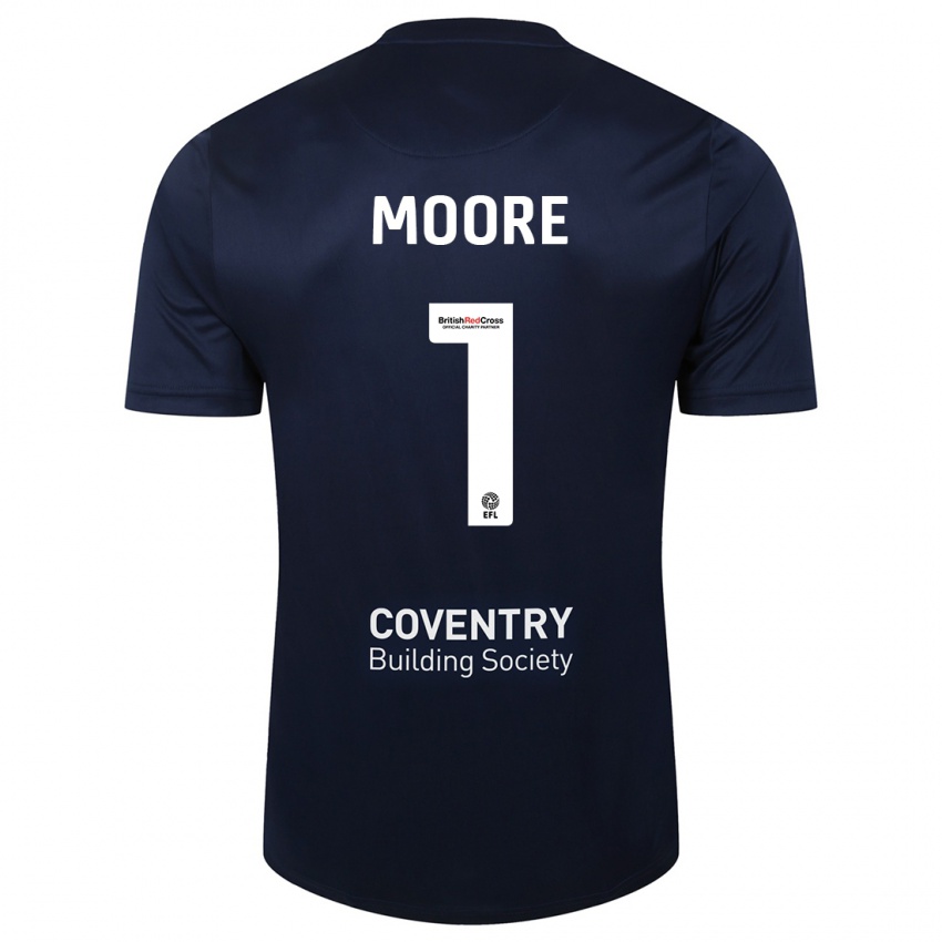 Hombre Camiseta Simon Moore #1 Rojo Azul Marino 2ª Equipación 2023/24 La Camisa México