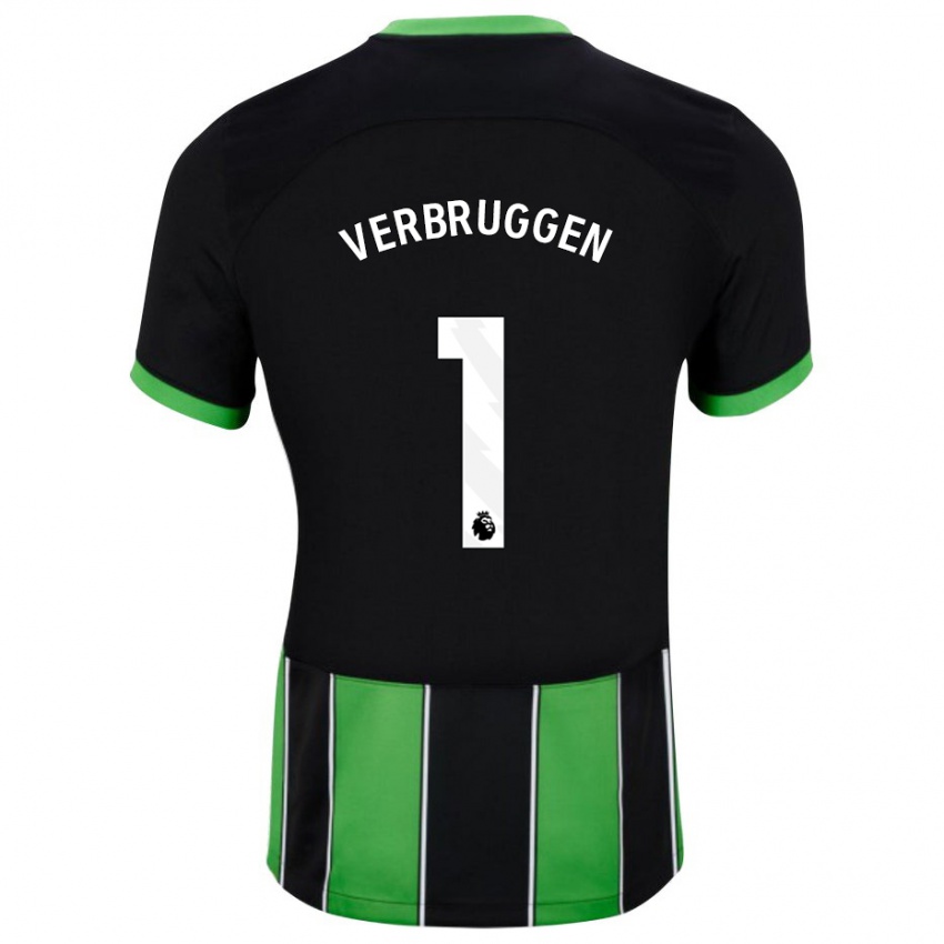 Hombre Camiseta Bart Verbruggen #1 Verde Negro 2ª Equipación 2023/24 La Camisa México