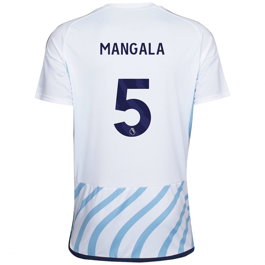 Hombre Camiseta Orel Mangala #5 Blanco Azul 2ª Equipación 2023/24 La Camisa México