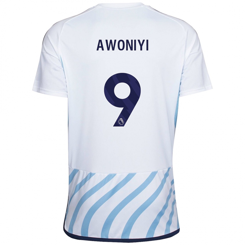 Hombre Camiseta Taiwo Awoniyi #9 Blanco Azul 2ª Equipación 2023/24 La Camisa México