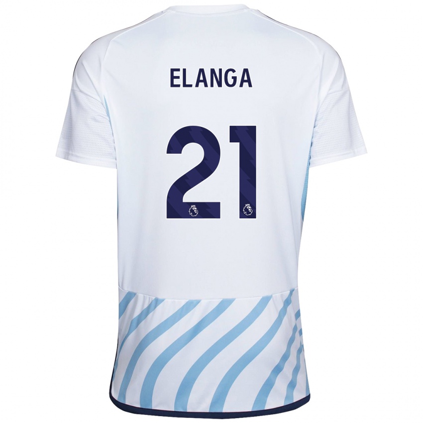 Hombre Camiseta Anthony Elanga #21 Blanco Azul 2ª Equipación 2023/24 La Camisa México