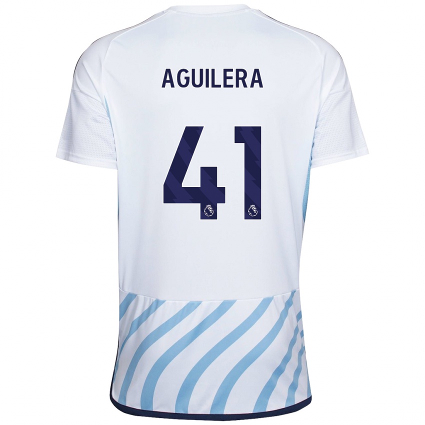 Hombre Camiseta Brandon Aguilera #41 Blanco Azul 2ª Equipación 2023/24 La Camisa México