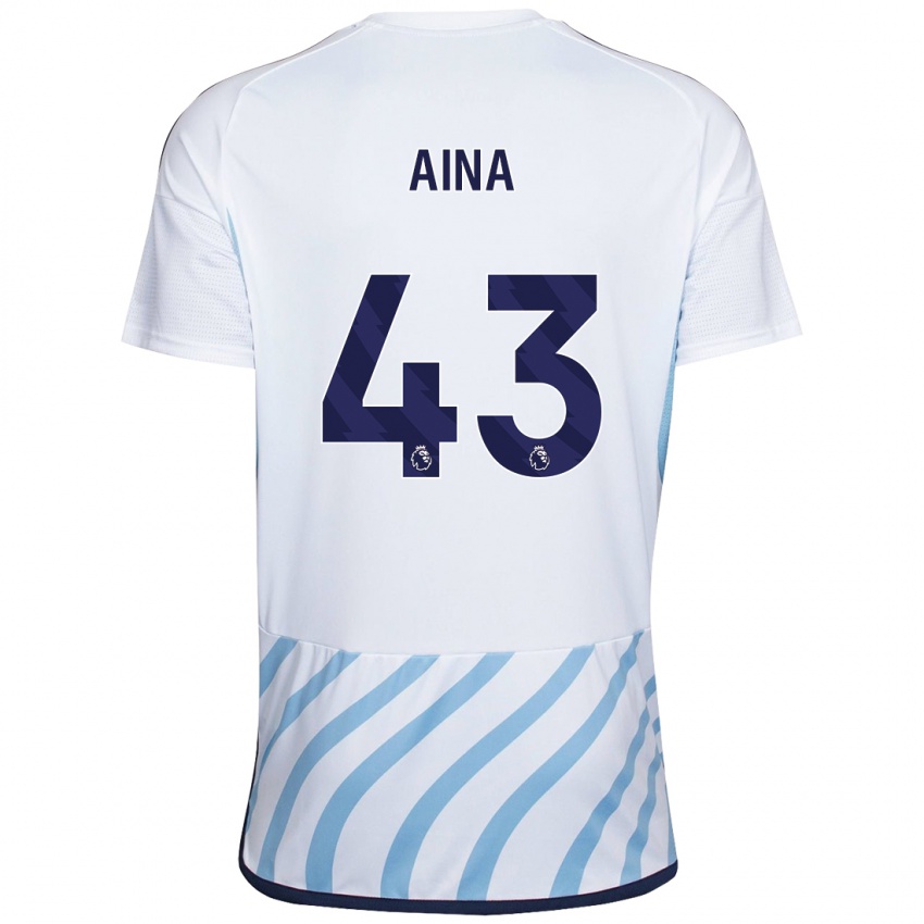 Hombre Camiseta Ola Aina #43 Blanco Azul 2ª Equipación 2023/24 La Camisa México