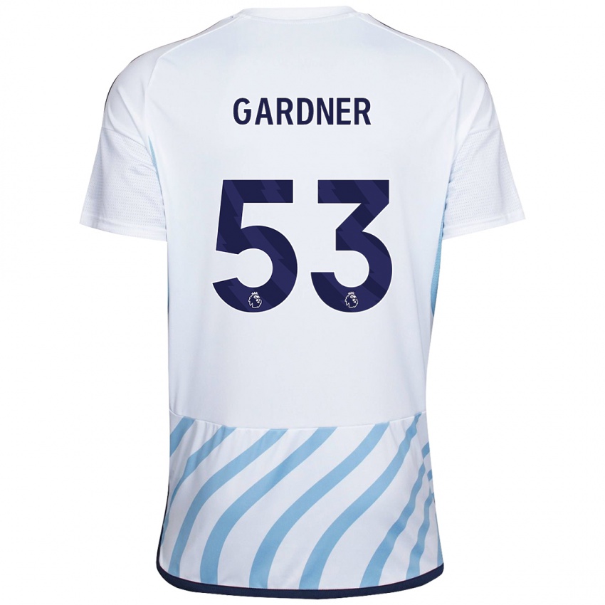 Hombre Camiseta Joe Gardner #53 Blanco Azul 2ª Equipación 2023/24 La Camisa México