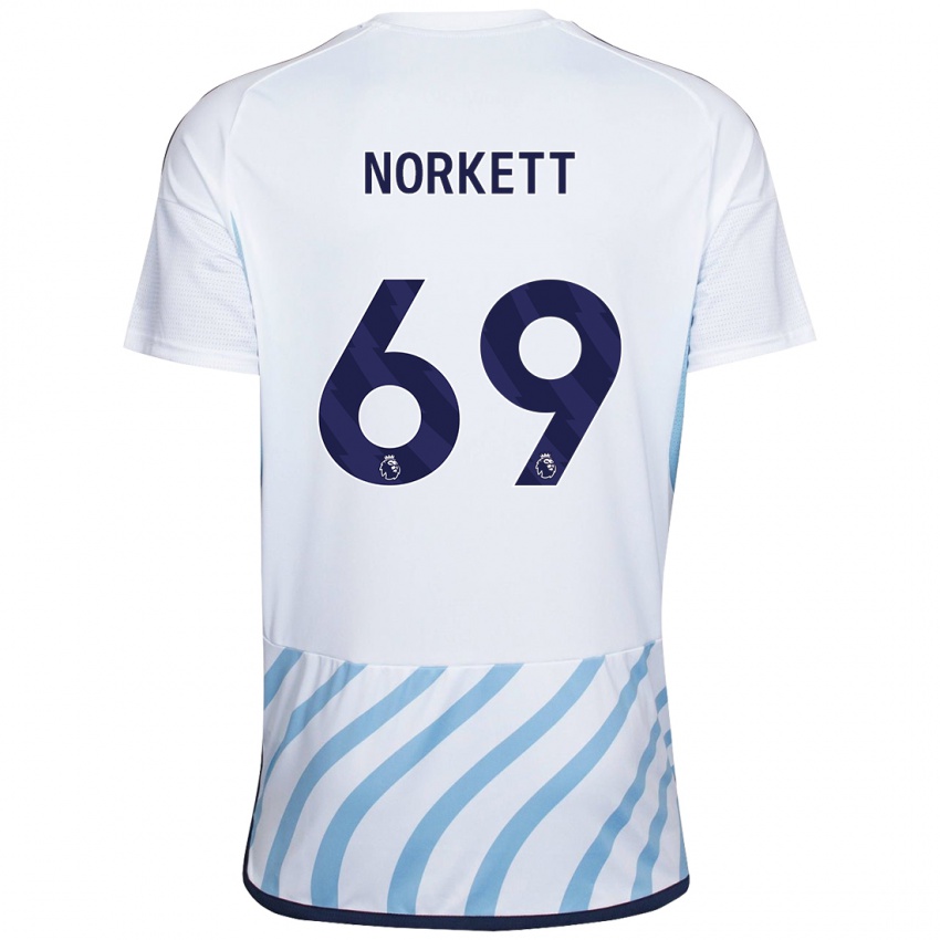 Hombre Camiseta Manni Norkett #69 Blanco Azul 2ª Equipación 2023/24 La Camisa México