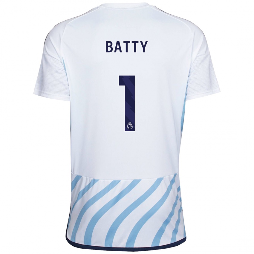 Hombre Camiseta Emily Batty #1 Blanco Azul 2ª Equipación 2023/24 La Camisa México