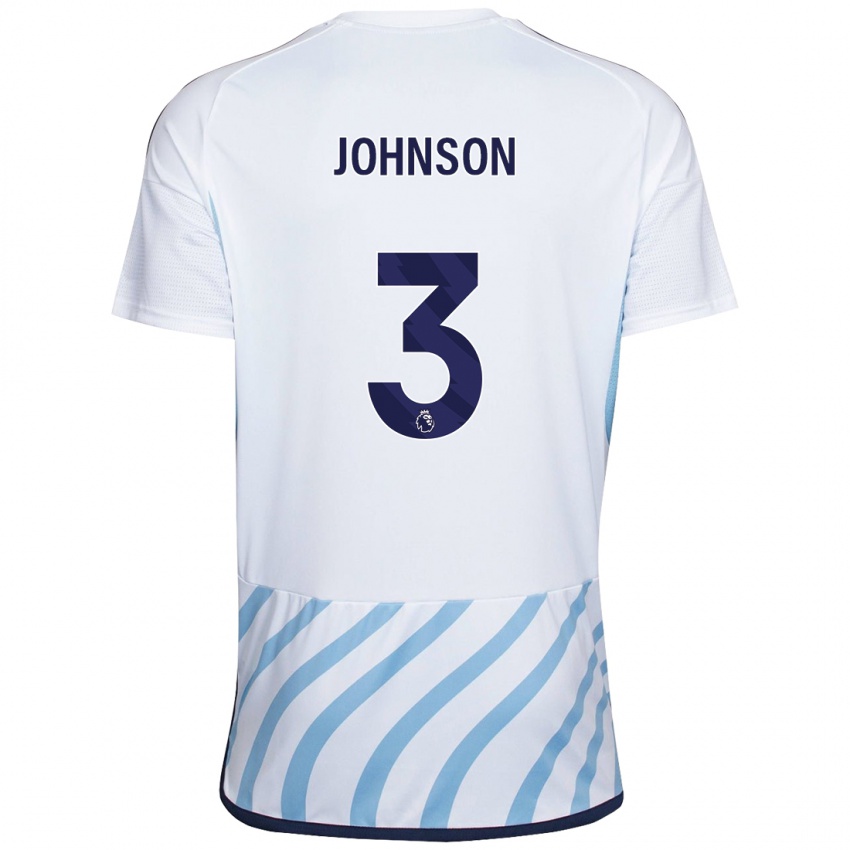 Hombre Camiseta Nat Johnson #3 Blanco Azul 2ª Equipación 2023/24 La Camisa México