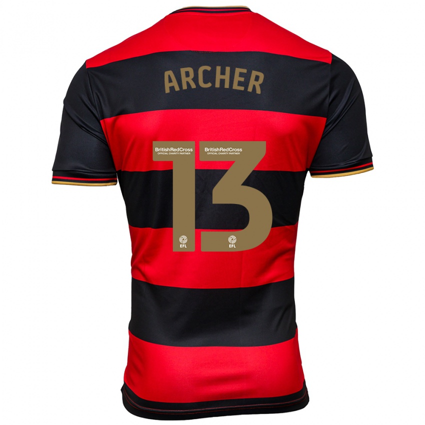 Hombre Camiseta Jordan Archer #13 Negro Rojo 2ª Equipación 2023/24 La Camisa México