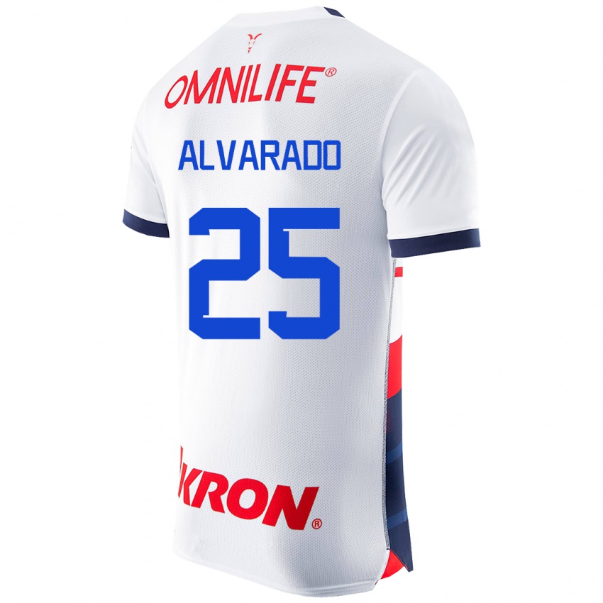 Hombre Camiseta Roberto Alvarado #25 Blanco 2ª Equipación 2023/24 La Camisa México