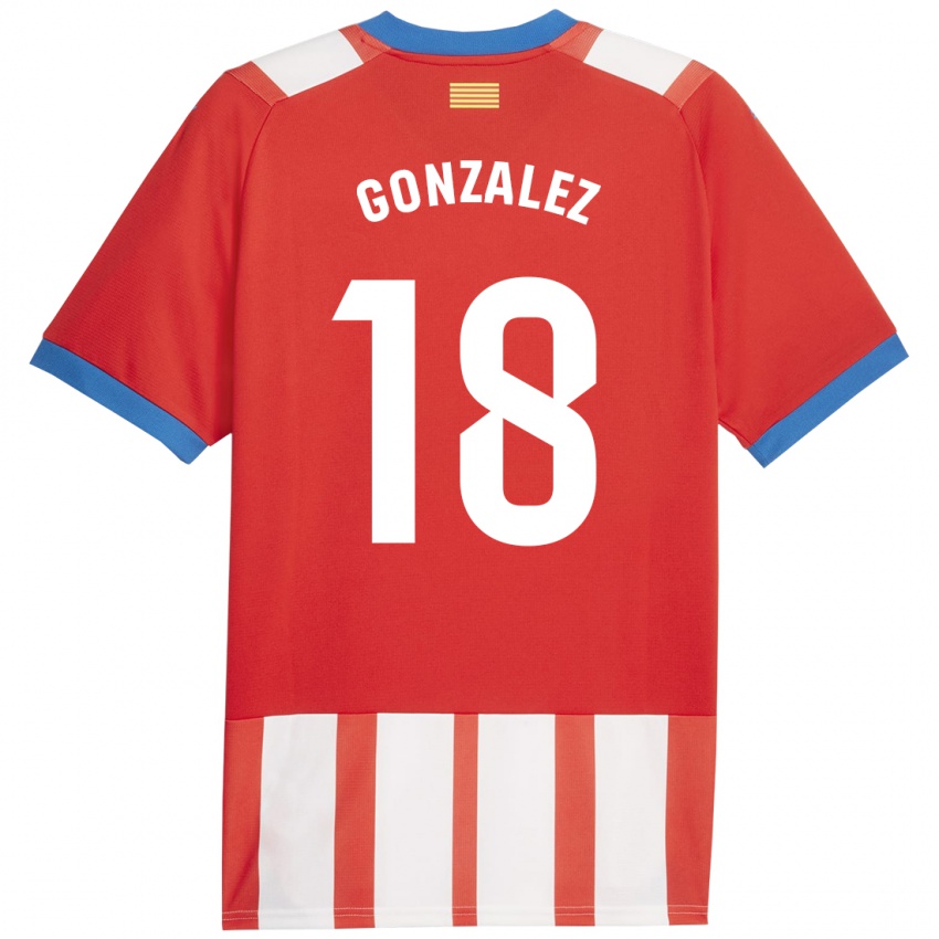 Mujer Camiseta Gerard Gonzalez #18 Rojo Blanco 1ª Equipación 2023/24 La Camisa México