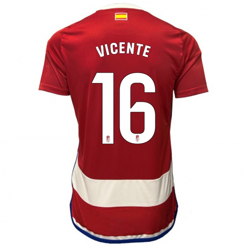 Mujer Camiseta Nerea Vicente #16 Rojo 1ª Equipación 2023/24 La Camisa México