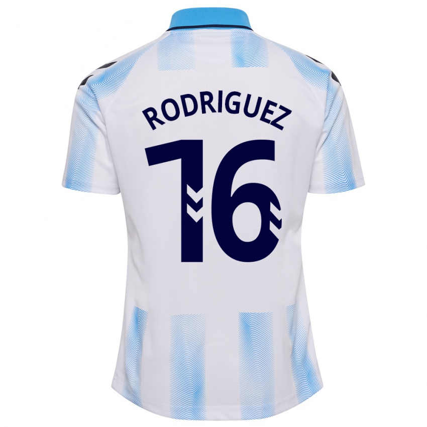 Mujer Camiseta Genaro Rodríguez #16 Blanco Azul 1ª Equipación 2023/24 La Camisa México